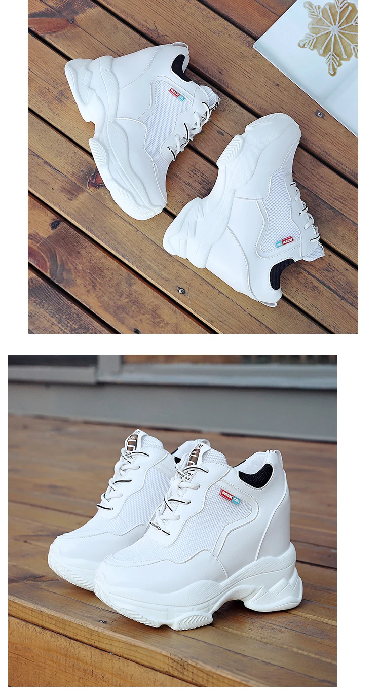 spring autumn fashion platform shoes casual sweet sports shoes shallow mouth Femmes Height Increase Shoes White mujer