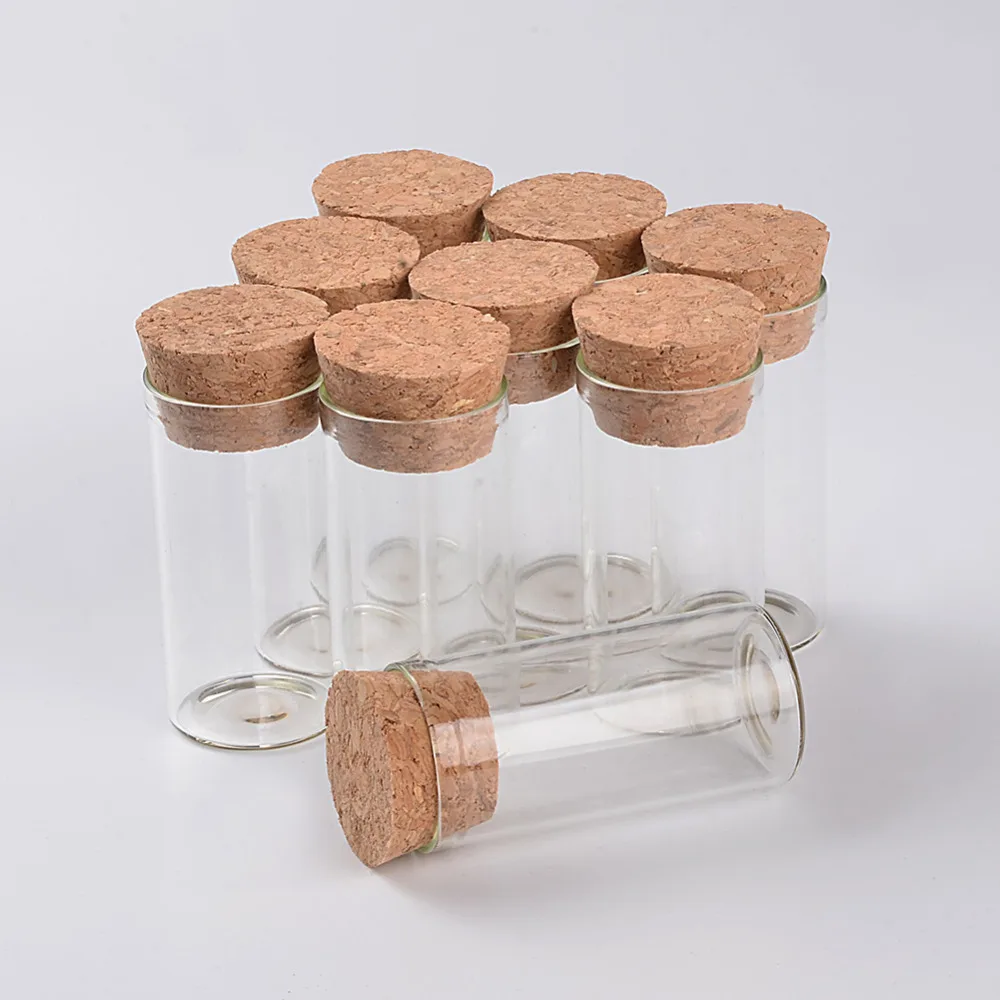 12ml Empty Glass Bottles With Cork Stopper Transparent Mini Vials Jars
