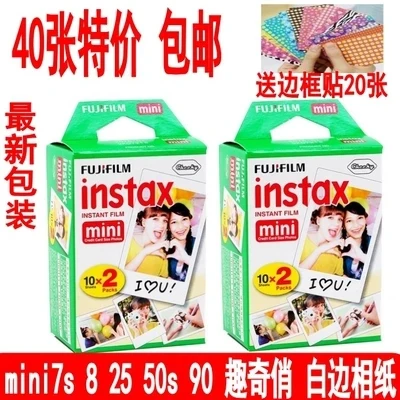

100% Original Fujifilm Instax Mini Film white edge 40 Sheets for Fuji Instax Mini Camera fast mini7s/8/25/50S free shipping