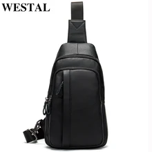 WESTAL дорожные нагрудные сумки, кожаная сумка-мессенджер, повседневная походная велосипедная Сумка-слинг, натуральная кожа, сумка на плечо с клапаном, Мужская поясная сумка
