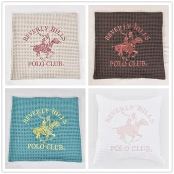 

100% Cotton Cushion Cover Embroidered Waffle Weave Decorative Pillowcase Breathable Pillow Cover No Filling 50*50 cm 2020