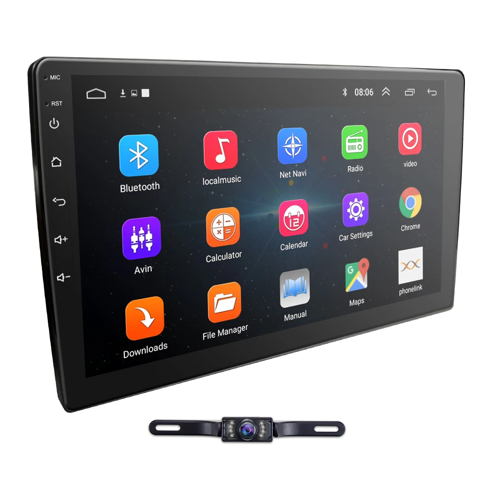 

New 10.1" 4 Core 2Din Android 8.1 Car GPS Stereo Radio Player DAB+ OBD2 BT Mirror Link 4G Wifi Subwoofer SWC DVBT Free Camera