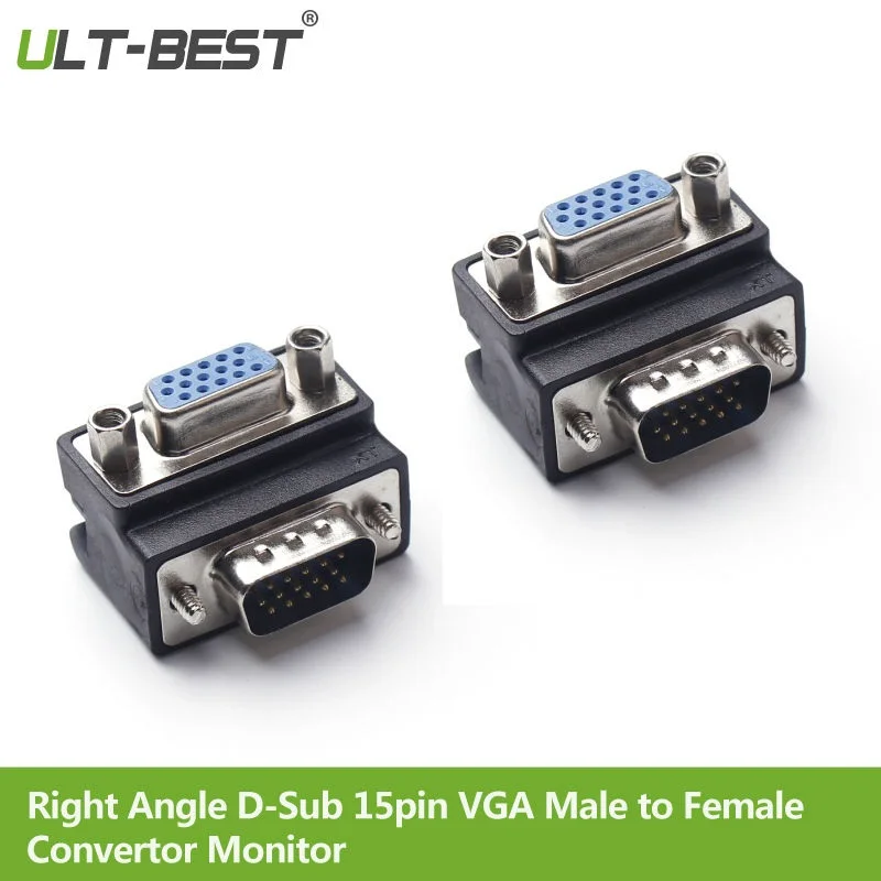 ULT Best Right Angle D Sub 15pin VGA Male to Female Convertor Monitor DB15 VGA RGB