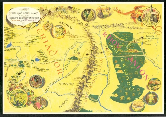 Bilbo Journey Throuch Map Классическая винтажная ретро декоративная крафт бумага Постер