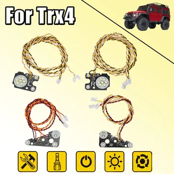 

4Pcs LED Car Front Headlight Assembly + Rear Tail lights blue yellow For TRAXXAS Trx4 RC CAR