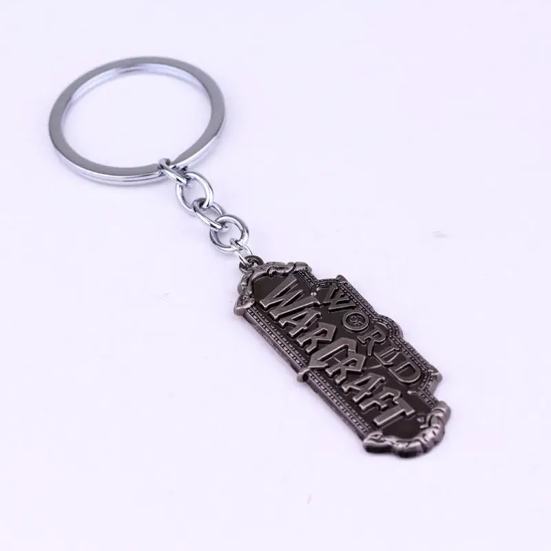 

Hot Sale New BLZ Game World Of Warcraft Keychain Engraved WOW Logo Metal Keyring for Man