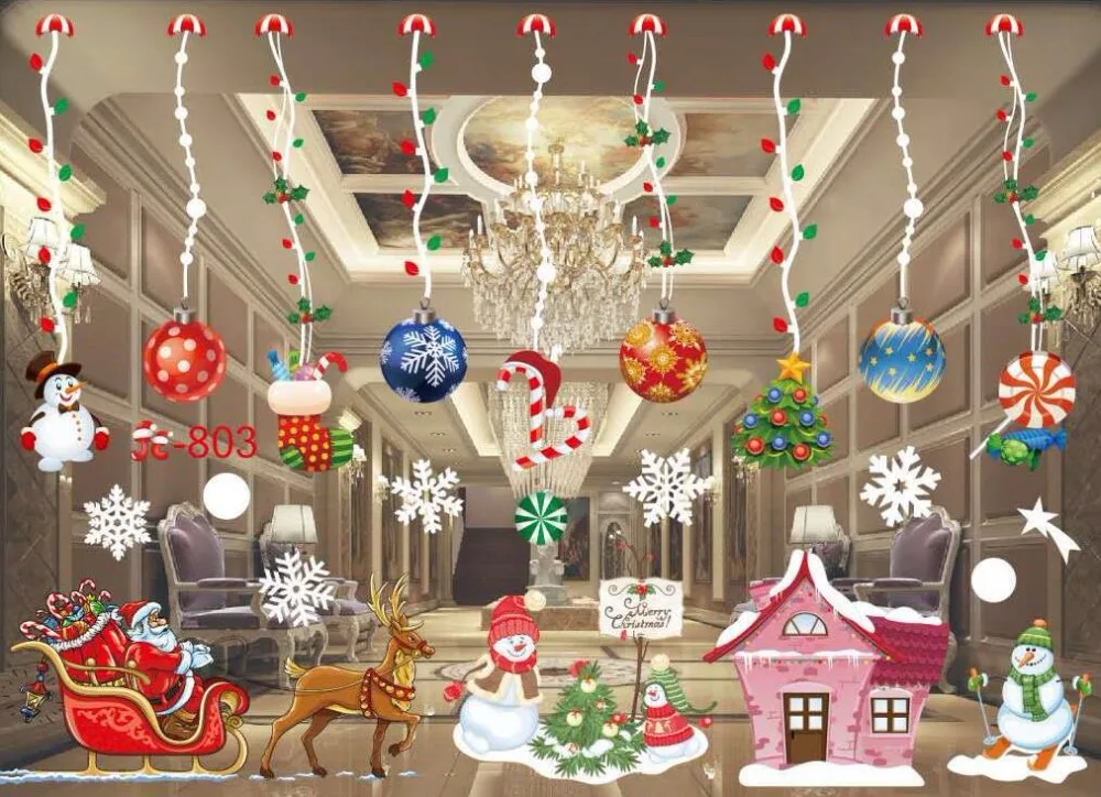20 цветов, Рождественское украшение, наклейки на окна, Санта Клаус/Олень/снежинки/Снеговик, Рождество, Pringting Ner Year enfeite de natal