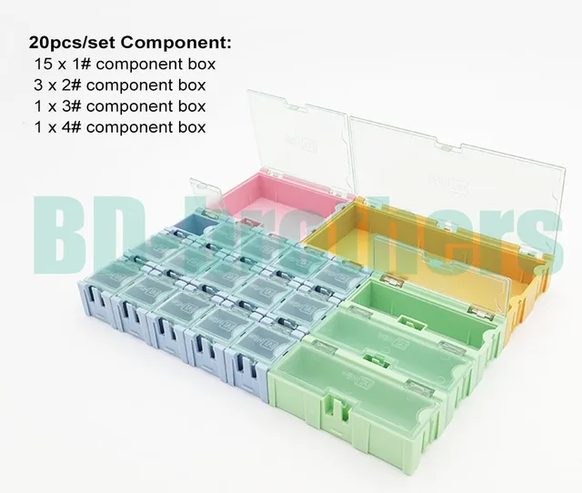 Best Offers 20pcs/set Original Component Storage Box Square IC Components Boxes SMT SMD Wen Tai Containing (1# 2# 3# 4#) Box Kit 40sets/lot