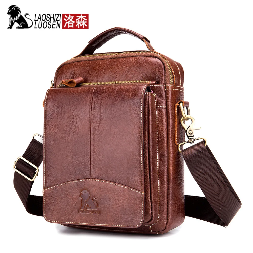 LAOSHIZI LUOSEN, мужская сумка через плечо, повседневная, из натуральной яловой кожи, на плечо, сумки-мессенджеры для мужчин, сумки, маленькие мужские сумки