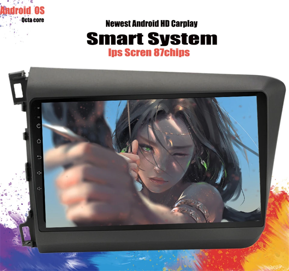 Excellent 2Din Android 9.1 RAM 4GB DSP 10.1" Car Radio Stereo For Honda Civic 2012 2013 2014 2015 GPS Touch screen Multimedia Player 18