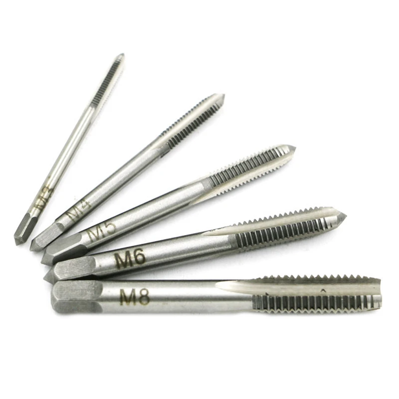 5pcs Hand Tap Tapping Screw Thread Metric Plugs Taps Set M3 M4 M5 M6 M8