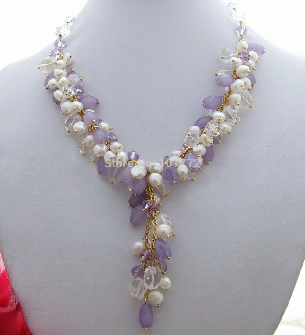 

Pearl&Crystal Necklace free shippment