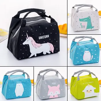 

2019 Newest Hot Women Cute Cartoon Animal Portable Thermal Insulated Cooler Waterproof Oxford Picnic Lunch Box Bag Pouch