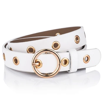 

Casual Round Buckle Cow Genuine Leather Belts For women Luxury women's Belt Leather Belt Alloy Buckle Casual Vintage Strap