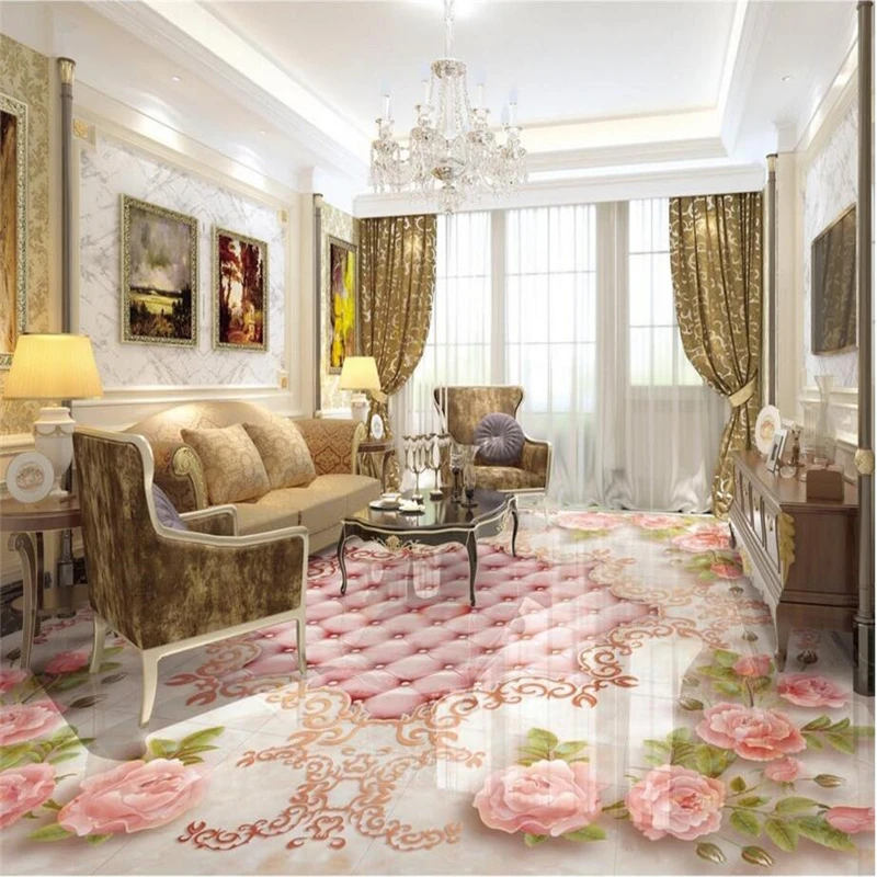 Custom murals wallpaper 3D Continental Rose soft package marble relief floor 3D self - adhesive tile tile painting