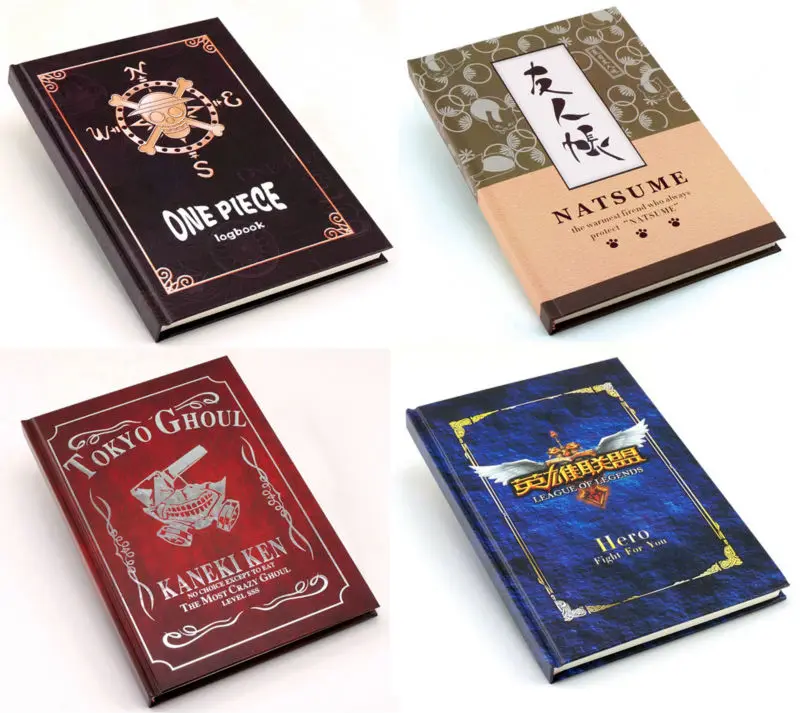 

30 pcs/lot Anime cosplay notebook Naruto One Piece SAO Attack on Titan Tokyo Ghoul Natsume logo pocketbook free shipping