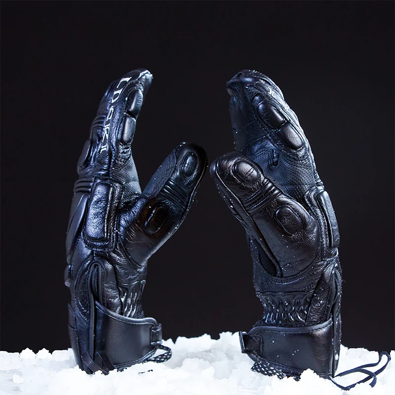 LD SKI GLOVES WATERPROOF LEATHER THREE FINGERS GLOVES SINGLE DOUBLE