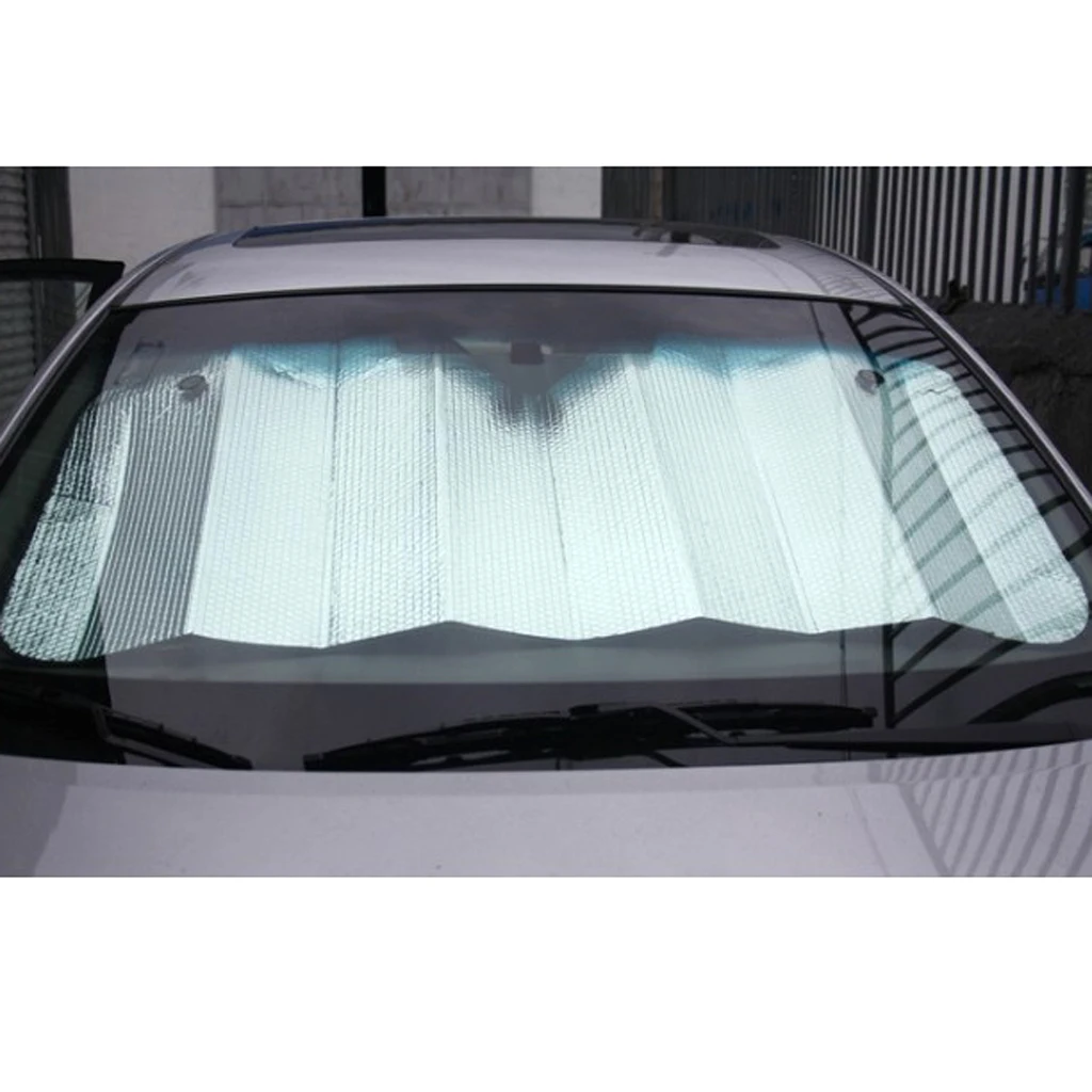 

Folding Car Windshield Visor Cover Sun Block Sunshade Auto Summer Decal Sunshade Film Visor Silver 70*140cm