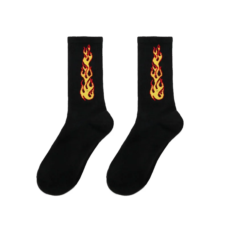 Aelfric Eden летние счастливые мужские носки с принтом пламени, модные жаккардовые носки в стиле хип-хоп с пожарным скейтбордом, хлопковые носки, 2 пары, Ae027 - Цвет: Черный