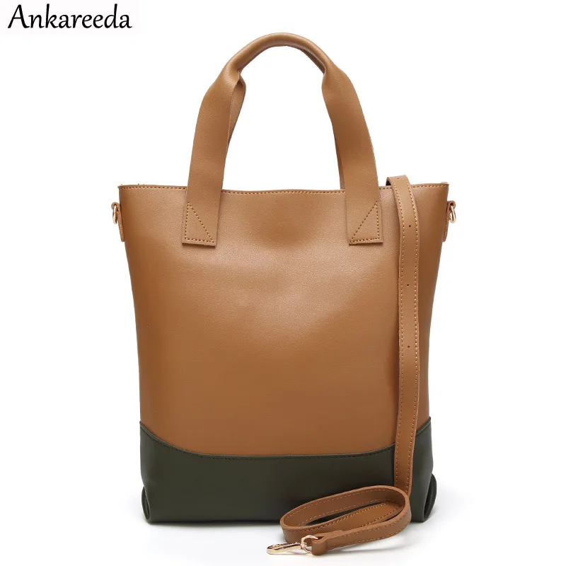 

Ankareeda Luxury Brand Panelled Women's Handbags Fashion Bucket Shoulder Bag Famous Designer Leather Top-Handle Bags