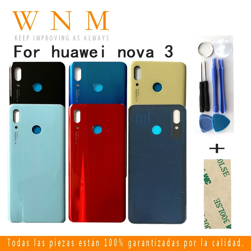 100% Оригинальные 3D стекло для HUAWEI Nova 3 сзади батарея крышка чехол задняя Корпус