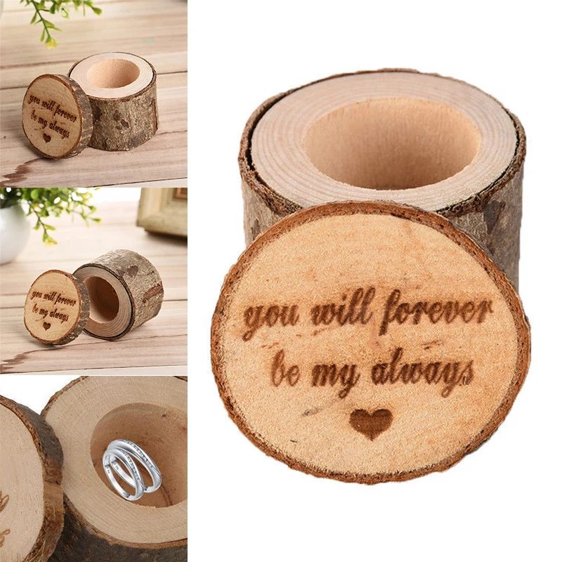 Hot  Wooden Retro Shabby Chic Rustic Wedding Ring Pillow Bearer Boxes Decoration New