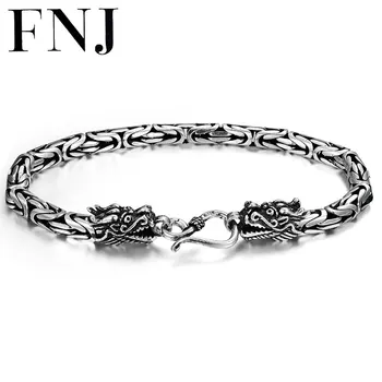 

FNJ 925 Silver Bracelet Dragon Head New Fashion Original S925 Thai Silver Bracelets for Women Men Jewelry