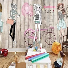 Beibehang 3d обои ручная роспись деревянная доска Мода девушка магазин одежды 3d фото обои фон декоративные обои