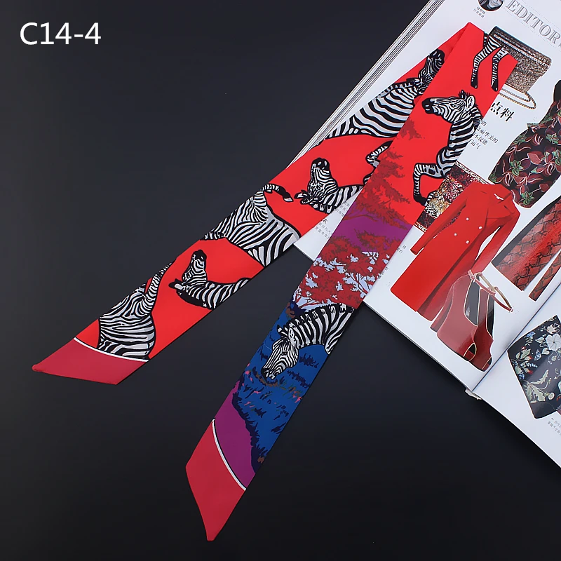 POBING Испания Зебра печати Шелковый роскошный женский шарф брендовая сумка с шарфом ленты саржевый Шелковый платок на голову маленькие длинные шарфы 100*5 см