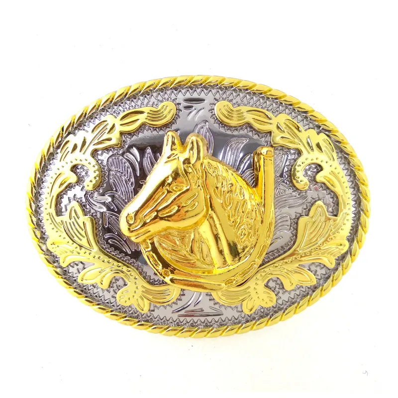 High quality gold Silver Cowgirl belts clip cowboy belt buckle with golden Horse BIg buckles for ...