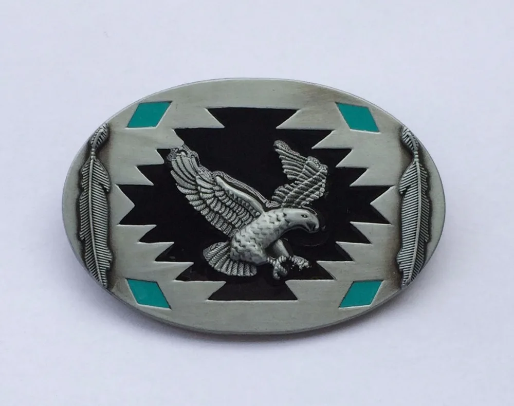 

Западная овальная металлическая пряжка 3D Eagle