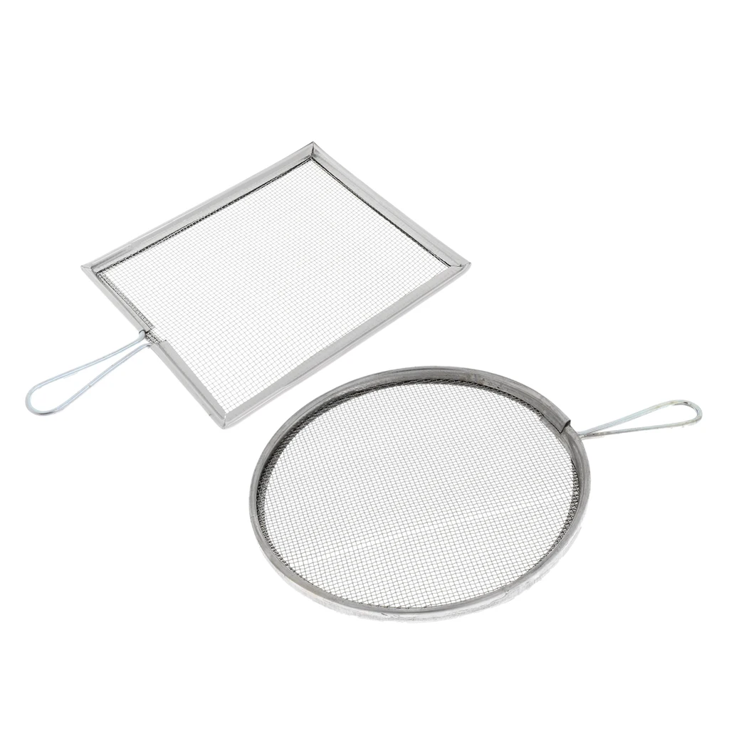 2pcs Filter Mesh Screen Strainers Steel Diy Crafts Mesh Sieves for Ceramic Glaze 2 Styles Can Choose With Handles