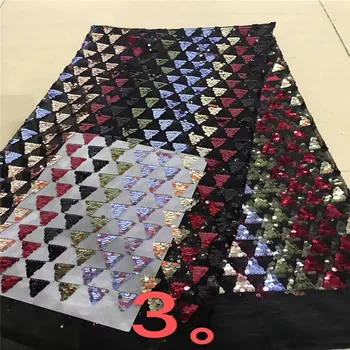 

2019 Latest French Nigerian Lace Fabric High Quality 3d Sequins Lace For Wedding African French Tulle Lace Fabric 5 Yards
