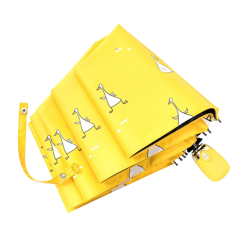 Yesllo мультфильм утка Дизайн Автоматический зонт желтый Ветрозащитный Зонт с защитой от УФ для женщин Девушка солнечный и дождливый складной зонтик