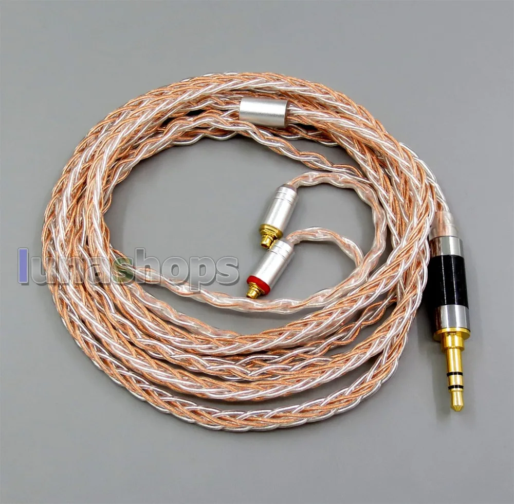 LN006037 8 core 2,5 мм 3,5 мм 4,4 мм сбалансированный MMCX чистый OCC посеребренный кабель для наушников Shure SE535 SE846 Se215 на заказ BA