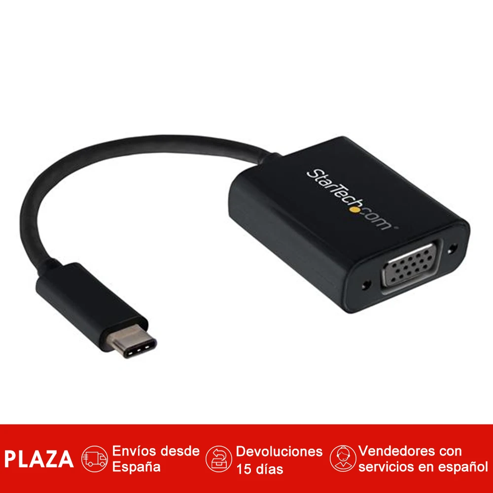

StarTech.com Adaptador USB-C a VGA, 3.0 (3.1 Gen 1), USB Tipo C, Macho, 1920 x 1200 Pixeles, 1080p,720p