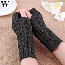 Зимние вязаные перчатки, варежки без пальцев для женщин, одноцветные luvas feminina, потрясающие, Новое поступление