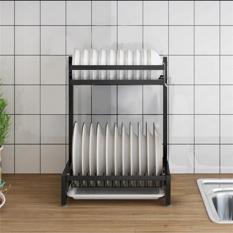 Black kitchen racks dish rack stainless steel drain bowl rack drying