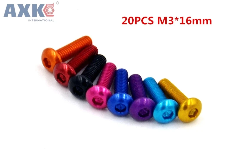 AXK 20 шт. m3 * 16 M3 x мм анодируемый Алюминий Шестигранная головка винт | Обустройство