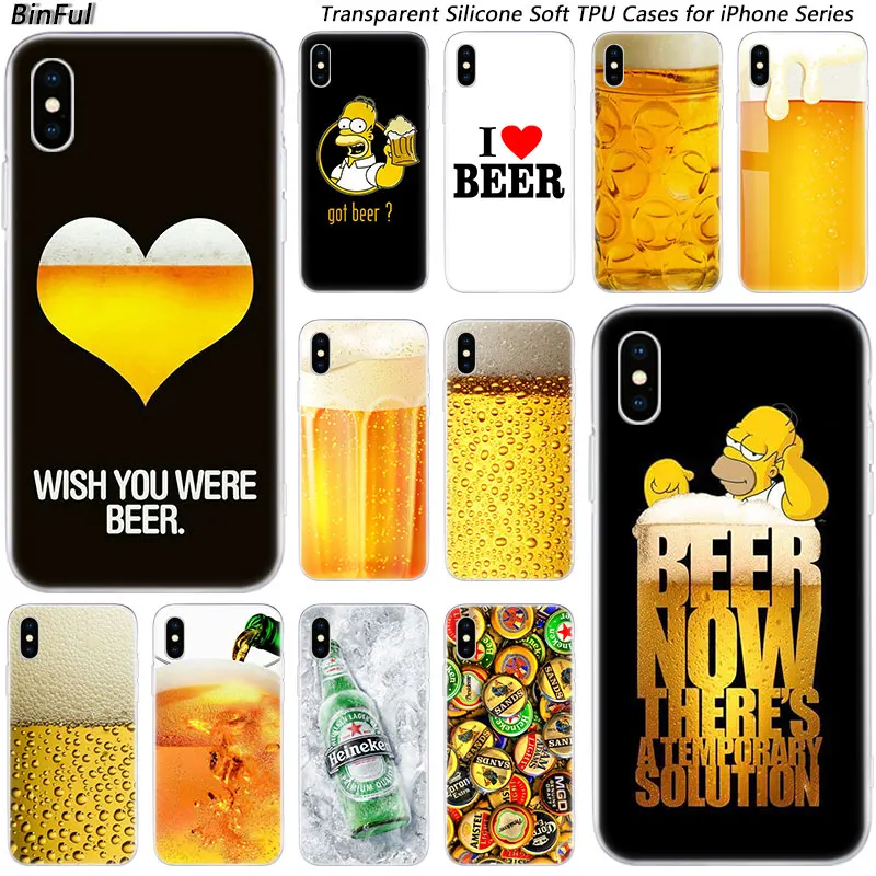 

Hot Fun Beer Glass Silicone Fashion Transparent Case for Apple iPhone 11 Pro XS MAX XR X 7 8 Plus 6 6s Plus 5 5C 5S SE TPU Cover