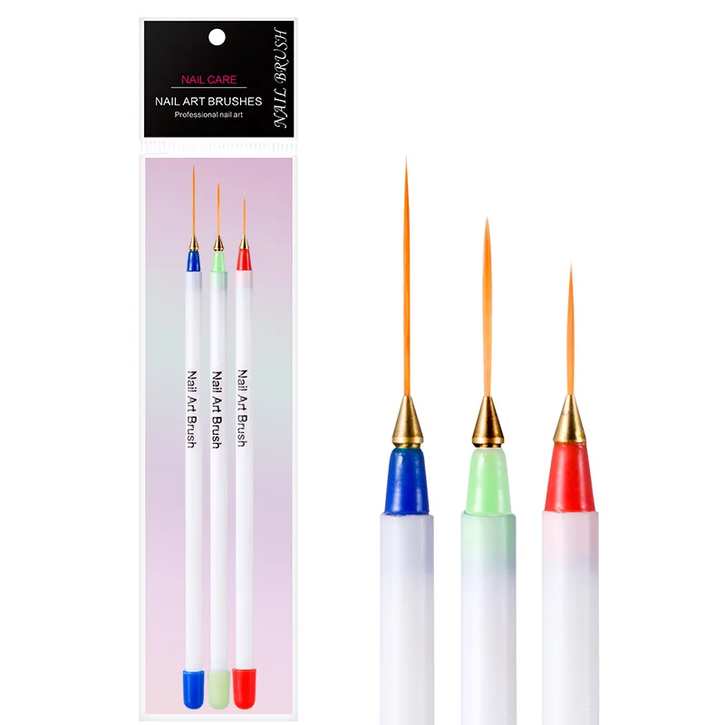 

Modelones 3Pcs/Set Drawing Liner Brush Nail Art Tools Painting Flat Striping Liner Nail Pen Set DIY Nail Design Salon Brush Set