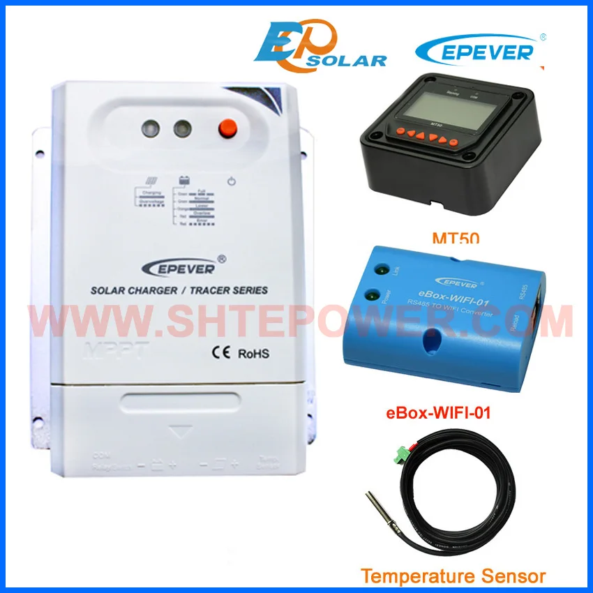 

30A 30amps Controller Solar mppt tracking regulator Tracer3210CN wifi box and temp sensor cable MT50 remote Meter