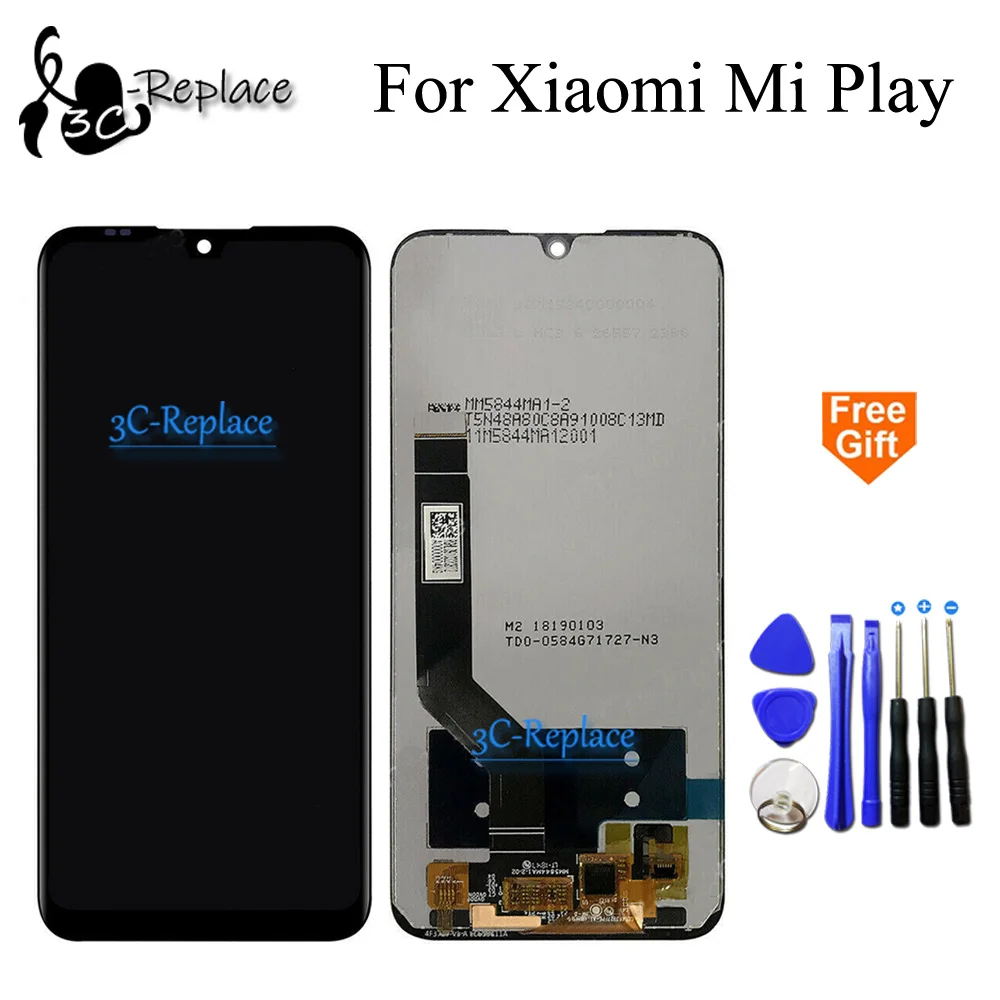 

100% Tested Black 5.8 inch NEW For Xiaomi Mi Play LCD Display with Touch Screen Digitizer Assembly Replacement Free Tools