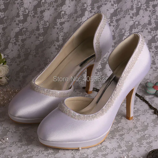 ФОТО Wedopus Ivory Wedding Crystal Bridal Shoes Women Heels with Rhinestones Plus Size