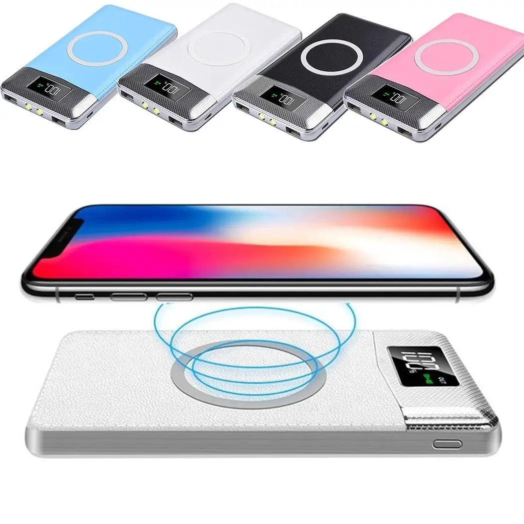 10000mAh Wireless Charger Powerbank Two USB Output Ports LED Display Digital Portable Battery Power Bank For Xiaomi iphone