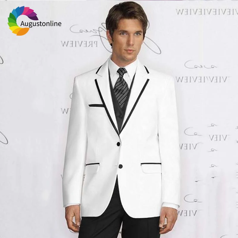 2019 Prom White Men Suits Wedding Suit For Man Custom Slim Fit Groom Tailor Made Costumes Tuxedos Best Man Traje Hombre 3Pieces white men suits for wedding suit bridegroom custom slim fit groom prom tuxedo tailor made costumes best man traje hombre 3pieces
