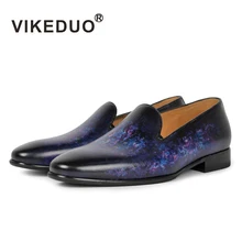 font b VIKEDUO b font Vintage Retro Men s loafer shoes 100 hand painted full