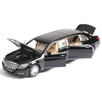 

1:32 toy car Benz Maybach s650 alloy car model 6 open door extended version simulation car model sound and light pull back car