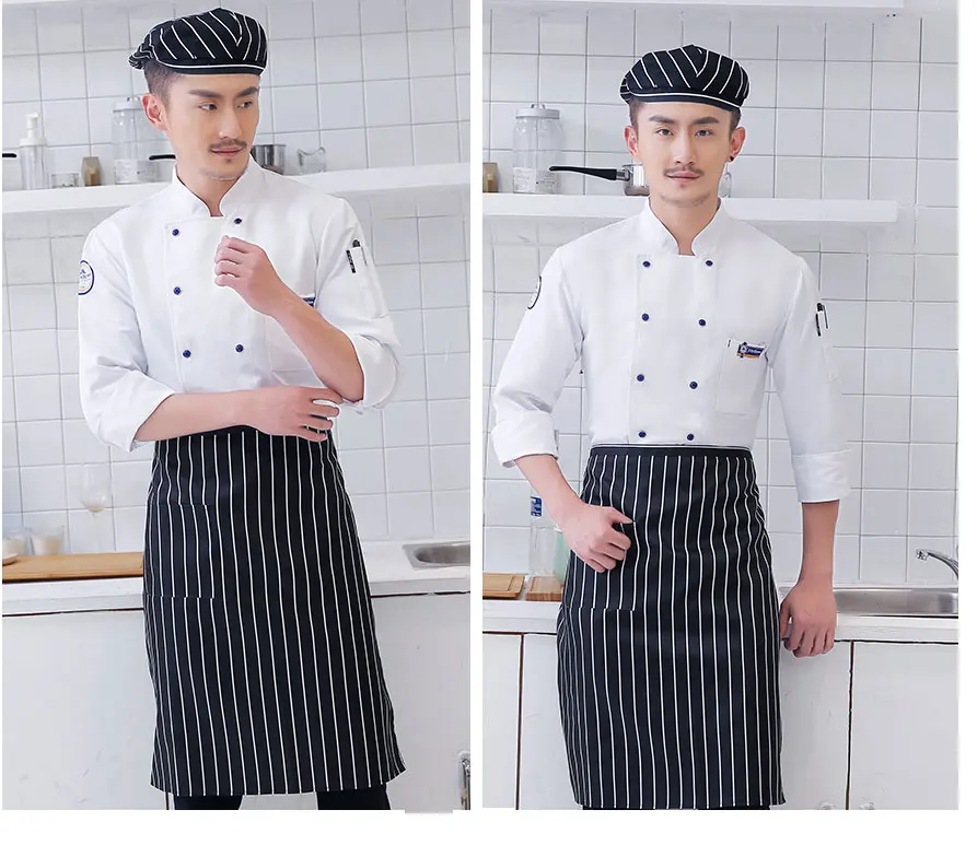 Высококачественная классическая Куртка шеф-повара с длинными рукавами, осенняя и зимняя одежда для ресторана, кухни, шеф-повара, Мужская и Женская рабочая одежда