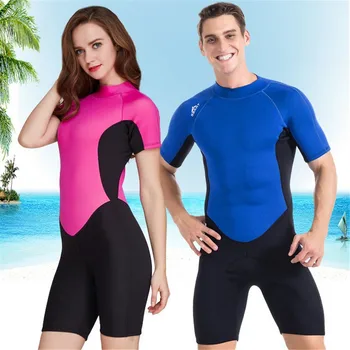 

SBART one piece short sleeved 2mm diving suits Lovers swimsuit wearing jellyfish clothing warm clothing sunscreen thick Swimwear
